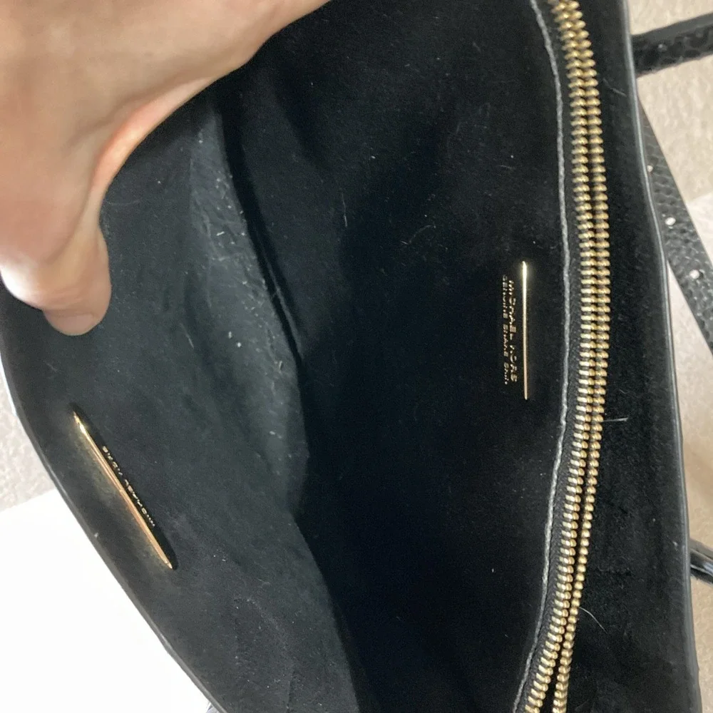 MICHAEL KORS Mercer‎ Large Convertible Black Genuine Snakeskin Tote Shoulder Bag